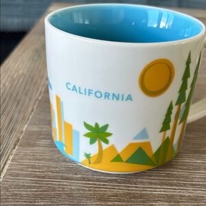 Starbucks California Themed Ceramic Mug - Blue and Yellow ‘you are here’